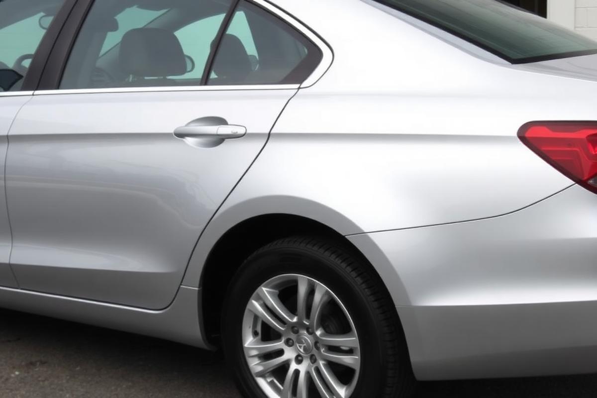 Glossy clean car panel after exterior detailing